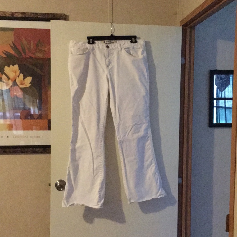 Gap white denim ultra low rise jeans
